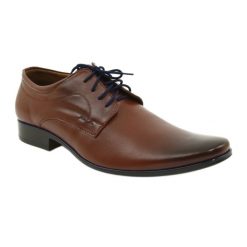 Olivier Buty męskie wizytowe 277 brązowe. Brązowe eleganckie półbuty z jeansu, eleganckie, bez zapięcia. Za 367.89 zł.