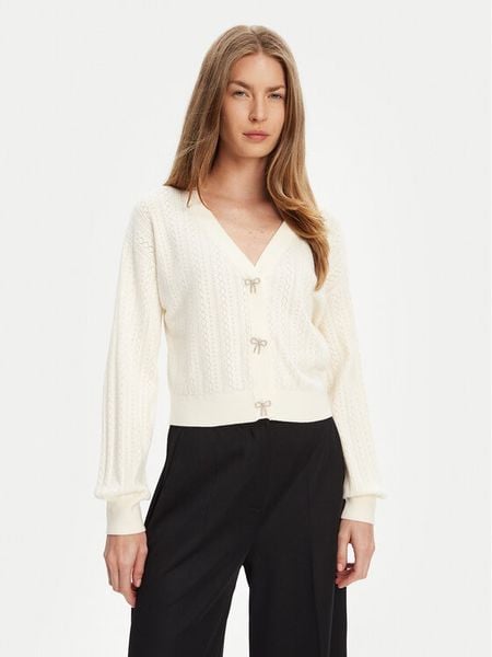 Guess Kardigan W5YR01 Z2ZK2 Biały Regular Fit. Białe kardigany damskie Guess, xxl, z aplikacjami, z wiskozy. Za 359.99 zł.