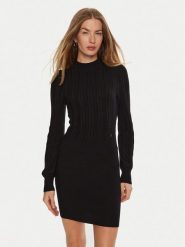 Guess Sukienka dzianinowa Livia W4BK08 Z2V42 Czarny Regular Fit. Czarne sukienki damskie Guess, xl, z aplikacjami, z dzianiny, bez kołnierzyka, bez ramiączek. Za 339.99 zł.