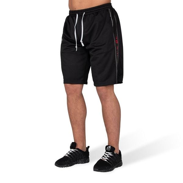 Functional Mesh Szorty - Czarny/Czerwony-L. Czerwone buty sportowe męskie GORILLA WEAR, l, bez wzorów, z meshu, na fitness i siłownię. Za 193.00 zł.
