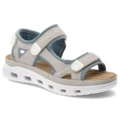 Sandały damskie Rieker, cholewka z materiału tekstylnego regulowane paski z zapięciem na rzep na lekkiej sportowej podeszwie, szare, 64074-40. Szare paski damskie Rieker, bez wzorów, sportowe. Za 359.00 zł.
