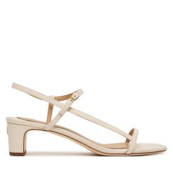 Sandały LAUREN RALPH LAUREN. Białe sandały damskie Lauren Ralph Lauren, bez wzorów, bez obcasa, na płaskiej podeszwie, bez zapięcia. Za 729.99 zł.