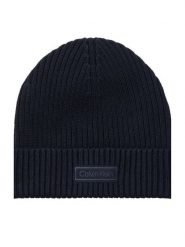 Calvin Klein Czapka Patch Chunky Rib Cotton Beanie LV04D8053G Granatowy. Niebieskie rękawiczki damskie Calvin Klein, na zimę, bez wzorów, z bawełny. Za 169.99 zł.