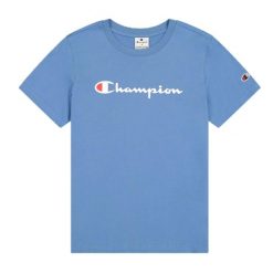 T-shirt Damski Z Bawełny Z Krótkim Rękawem. Niebieskie koszulki sportowe damskie Champion, m, bez wzorów, z bawełny, bez kołnierzyka, bez ramiączek, trekkingowe. Za 132.99 zł.
