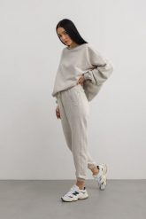 Spodnie dresowe typu jogger w kolorze SILVER MOON - DRIPS-S. Szare spodnie dresowe damskie Marsala, s, bez wzorów, z bawełny. Za 259.90 zł.