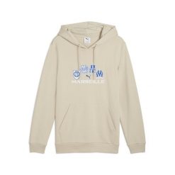 Bluza z kapturem OM. Brązowe bluzy sportowe męskie Puma, bez wzorów, z kapturem, do piłki nożnej. Za 318.00 zł.