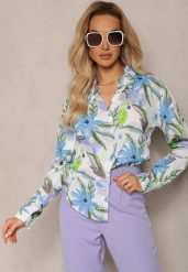 Niebieska Klasyczna Koszula z Bawełnianej Tkaniny w Kwiaty Andelia. Brązowe t-shirty i topy dla dziewczynek Renee, bez wzorów, z bawełny, bez ramiączek. Za 109.99 zł.