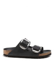Birkenstock Klapki Arizona Big Buckle 1011075 Czarny. Czarne klapki damskie Birkenstock, bez wzorów, ze skóry, bez obcasa. Za 489.99 zł.