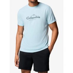 Koszulka z nadrukiem Columbia Zero Rules Light S/S Graphic Crew. Niebieskie koszulki sportowe męskie Columbia, s, bez wzorów, bez kołnierzyka, bez ramiączek, trekkingowe. Za 167.99 zł.