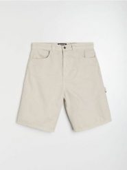 Bawełniane szorty baggy - kremowy. Białe szorty męskie Sinsay, m, bez wzorów, z bawełny. Za 69.99 zł.