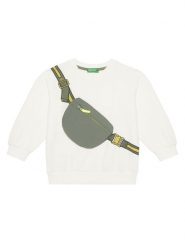 United Colors Of Benetton Bluza 32N4G10KO Biały Relaxed Fit. Białe bluzy dla chłopców United Colors Of Benetton, bez wzorów, z bawełny, bez ramiączek, bez kaptura. Za 119.99 zł.