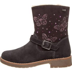 Skórzane botki "Fiby-Tex" w kolorze brązowym. Brązowe botki dziewczęce Lurchi, z materiału, bez zapięcia. W wyprzedaży za 179.95 zł.
