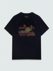 Koszulka męska z nadrukiem granatowa Regger 403. Niebieskie t-shirty męskie Big Star, l, bez wzorów, z bawełny, klasyczne, bez kołnierzyka. Za 79.99 zł.