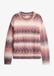 Sweter z efektem ombre. Brązowe swetry damskie bonprix, bez wzorów, z wełny, bez kołnierzyka, bez ramiączek, bez kaptura. Za 129.99 zł.