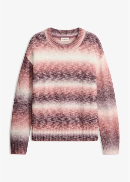 Sweter z efektem ombre. Brązowe swetry damskie bonprix, bez wzorów, z wełny, bez kołnierzyka, bez ramiączek, bez kaptura. Za 129.99 zł.