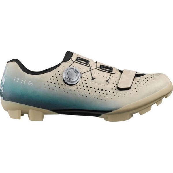 Buty rowerowe Gravel RX600, beżowe. Brązowe obuwie sportowe damskie Shimano, bez wzorów, z włókna, rowerowe. Za 764.90 zł.