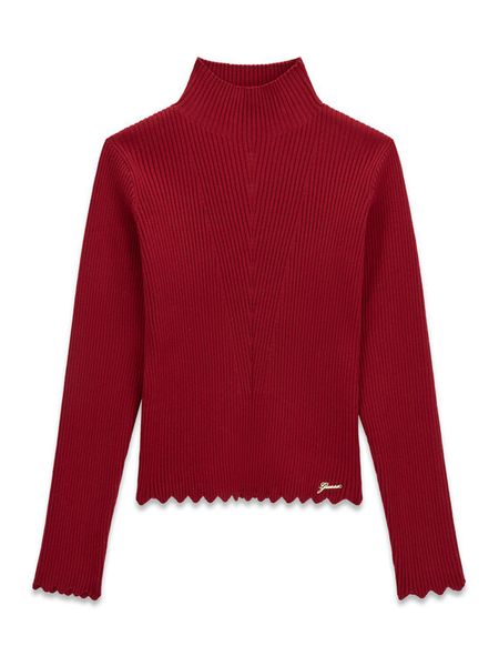 Guess Golf J6BR29 Z1931 Czerwony ciemny Regular Fit. Czerwone swetry dla dziewczynek Guess, z aplikacjami, bez kołnierzyka, bez ramiączek, bez kaptura. Za 194.99 zł.