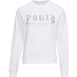 Bluza z aplikacją z cekinów bonprix biały. Bluzy damskie bonprix. Za 37.99 zł.