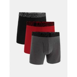 Bokserki męskie Under Armour M Perf Cotton 6 cali, szaro-szare, 3-pak. Czerwone bokserki męskie Under Armour, m, bez wzorów, z bawełny. Za 272.99 zł.