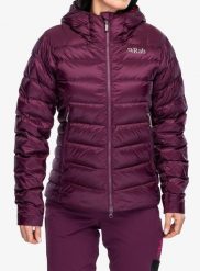 Kurtka puchowa damska Rab Electron Pro Hoody. Fioletowe kurtki damskie RAB, m, bez wzorów, z materiału, bez kaptura. Za 1,132.99 zł.