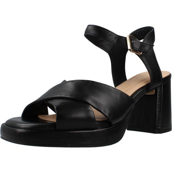 Sandały CLARKS RITZY75 RAE Czarny. Czarne sandały damskie Clarks, bez wzorów, ze skóry, bez obcasa, bez zapięcia. Za 283.99 zł.