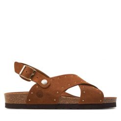 Sandały Genuins. Brązowe klapki damskie Genuins, bez wzorów, bez obcasa, na płaskiej podeszwie, bez zapięcia. Za 339.99 zł.