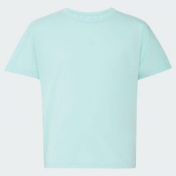 Koszulka adidas dla dziewcząt. Zielone bluzki dla dziewczynek Adidas, bez wzorów, z dzianiny, bez ramiączek. Za 109.00 zł.