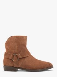 Rude botki kowbojki biker boots. Brązowe botki damskie Ryłko, ze skóry, klasyczne, z okrągłym noskiem, za kostkę, bez obcasa, na płaskiej podeszwie, bez zapięcia. Za 429.99 zł.