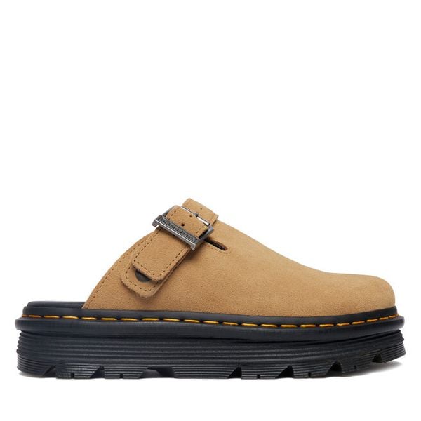 Klapki Dr. Martens. Brązowe klapki damskie Dr. Martens, bez wzorów, bez obcasa. Za 528.99 zł.