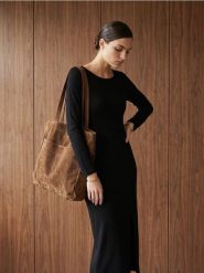 Torba shopper z imitacji zamszu - żółty. Żółte torebki shopper damskie Sinsay, bez wzorów, bez dodatków. Za 35.99 zł.