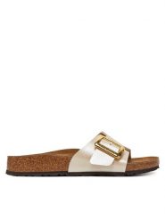 Birkenstock Klapki Catalina Cushion Buckle 1029393 Écru. Klapki damskie Birkenstock, bez wzorów, ze skóry, bez obcasa. Za 349.99 zł.