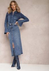 Niebieska Spódnica Maxi z Rozcięciem z Jeansu Vonuline. Niebieskie spódnice damskie Renee, l, bez wzorów, z jeansu, eleganckie, z podwyższonym stanem, maxi, sportowe. Za 119.99 zł.