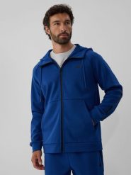 4F Bluza dresowa regular z kapturem męska - granatowa XXL. Niebieskie bluzy męskie 4f, m, bez wzorów, z dresówki, z kapturem. Za 199.99 zł.