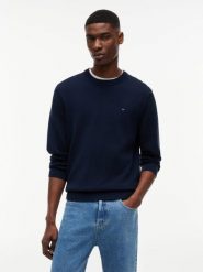 Tommy Jeans sweter z dzianiny Mężczyźni Bawełna (100%) niebieski, L. Niebieskie swetry przez głowę męskie Tommy Jeans, l, bez wzorów, z bawełny, bez kołnierzyka. Za 369.95 zł.