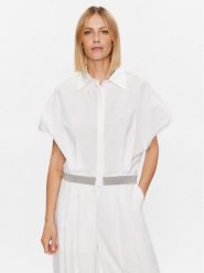 Fabiana Filippi Koszula CAD273W356 Biały Regular Fit. Białe bluzki damskie Fabiana Filippi, bez wzorów, z bawełny, bez kołnierzyka, bez ramiączek. Za 1,839.00 zł.