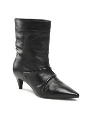 Gino Rossi Botki 98235 Czarny. Czarne botki damskie Gino Rossi, ze skóry, bez obcasa, na słupku, bez zapięcia. Za 429.99 zł.