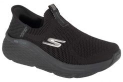 Buty do biegania damskie, Slip-Ins Max Cushioning Elite 2.0. Czarne obuwie sportowe damskie Skechers, bez wzorów, z materiału, do biegania. Za 429.99 zł.