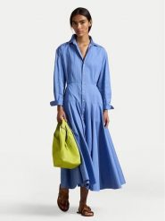 Polo Ralph Lauren Sukienka koszulowa 211A96356001 Błękitny Regular Fit. Niebieskie sukienki damskie Polo Ralph Lauren, bez wzorów, z bawełny, bez kołnierzyka, bez ramiączek, koszulowe. Za 1,599.00 zł.