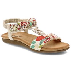 Sandały damskie Artiker, profilowane na płaskiej podeszwie materiałowe wsuwane, beżowe, 56C1275. Brązowe sandały damskie Artiker, bez wzorów, z materiału, bez obcasa, na płaskiej podeszwie, bez zapięcia. Za 99.99 zł.