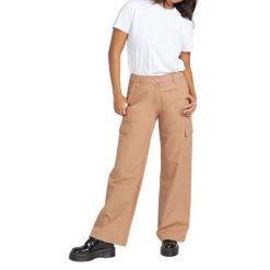 Spodnie turystyczne damskie Volcom Cargstone. Brązowe spodnie sportowe damskie Volcom, bez wzorów, z bawełny, trekkingowe. Za 223.00 zł.