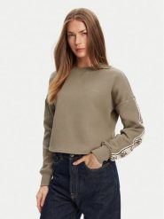 Guess Bluza V3BQ16 KB3P2 Brązowy Regular Fit. Brązowe bluzy damskie Guess, m, z aplikacjami, z bawełny, bez kaptura. Za 229.99 zł.