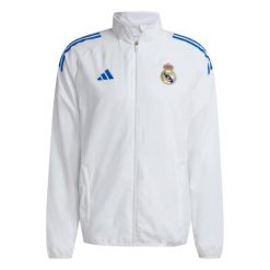 Kurtka dresowa Prematch Real Madrid EU 2025/26. Białe kurtki męskie Adidas, m, bez wzorów, z dresówki, na fitness i siłownię. Za 326.00 zł.