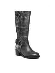 Bronx Kozaki High boots 14291-M Czarny. Czarne kozaki damskie Bronx, ze skóry, bez obcasa, na słupku. Za 1,509.00 zł.