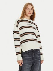 Guess Jeans Sweter W4BR09 Z3HM1 Biały Regular Fit. Białe swetry damskie Guess Jeans, s, z aplikacjami, z bawełny, bez kołnierzyka, bez ramiączek, bez kaptura. Za 299.99 zł.