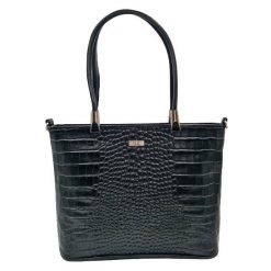 Shopperka skórzana SHE t458 czarna croco. Czarne torebki do ręki damskie SHE, bez wzorów, ze skóry, eleganckie, bez dodatków. Za 379.99 zł.