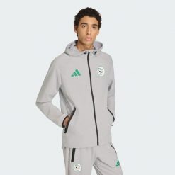 Wiatrówka Algeria Tiro Tech Full Zip. Szare kurtki męskie Adidas, bez wzorów, eleganckie, bez kaptura. Za 399.00 zł.