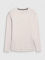 4F Longsleeve treningowy szybkoschnący męski - beżowy S. Brązowe koszulki sportowe męskie 4f, m, bez wzorów, z dzianiny, klasyczne, bez kołnierzyka. W wyprzedaży za 59.99 zł.