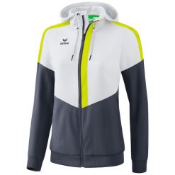 Damska kurtka z kapturem Erima Tracktop Squad. Szare bluzy sportowe damskie Erima, xs, bez wzorów, z kapturem. W wyprzedaży za 131.50 zł.