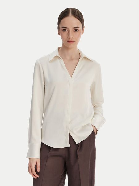 Calvin Klein Koszula Hammered LV044F129G Écru Regular Fit. Białe bluzki damskie Calvin Klein, xl, bez wzorów, z syntetyku, bez kołnierzyka, bez ramiączek. Za 276.99 zł.