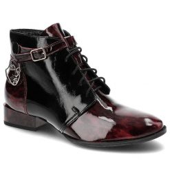 Bordowe Botki Maciejka Wygodne Skórzane Buty. Czerwone kozaki damskie Maciejka, ze skóry, bez obcasa. Za 416.99 zł.